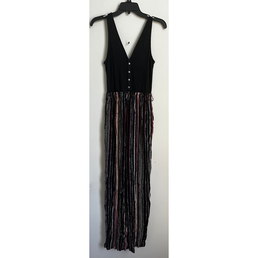 Stilletto's Black Sleeveless Jumpsuit Striped Wide Leg Sz S New with Tags‎
